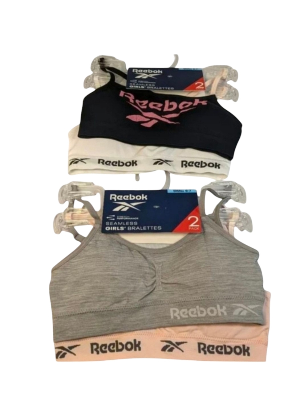 Reebok Girls Seamless Bralettes -4 total (2/2packs) Size Small